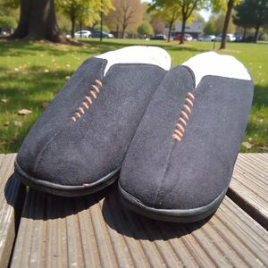 Dearfoams Clog Slippers Women’s 8 Black Faux Suede Sherpa Lined Indoor Outdoor